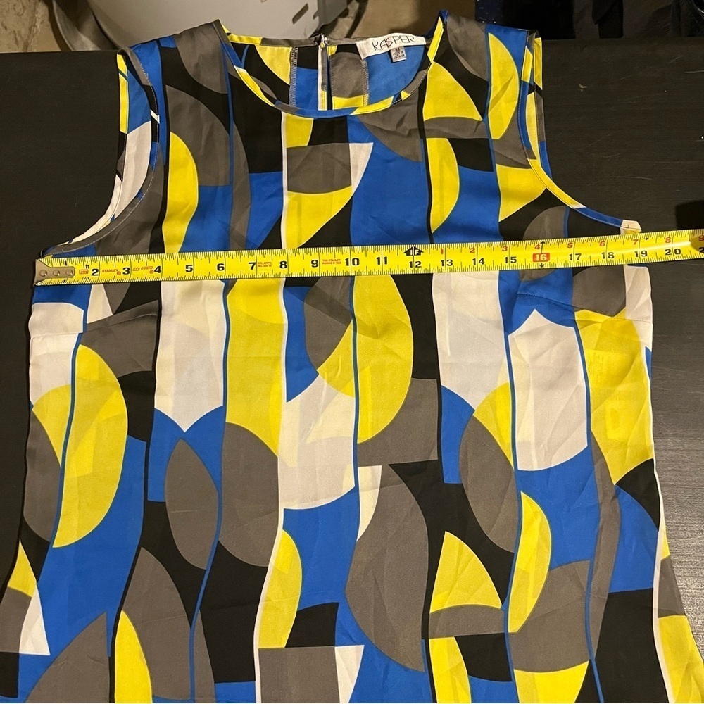 KASPER Women's Lightweight Polyester Tank Top Geometric Blue Yellow Size M - Picture 5 of 6